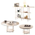 Conjunto Decorativo Aparador e 2 Mesas de Centro Walker Tampo MDF/Vidro Off White G26 - Gran Belo