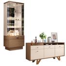 Conjunto Decorativo Cristaleira e Buffet Aparador Peggy/Noeli Off White/Castanho G26 - Gran Belo