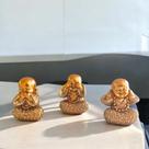 Conjunto Decorativo Kit Porta Incenso Dourado com Brilho de Buda e Trio de mini Budas Luxo Enfeite p