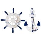 Conjunto decorativo, pacote com 2 unidades, Nautical Beach Ship Wheel & Anchor, 33 cm