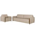Conjunto Decorativo Poltrona e Sofá 223cm Maceió Linho Champagne G45 - Gran Belo