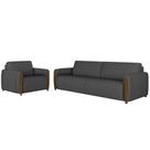 Conjunto Decorativo Poltrona e Sofá 223cm Maceió Linho Chumbo G45 - Gran Belo