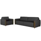 Conjunto Decorativo Poltrona e Sofá 223cm Maceió PU Preto G45 - Gran Belo
