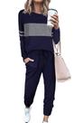 Conjunto Deportivo PRETTYGARDEN 2 Piezas, Manga Larga, Azul Marino, Talla M