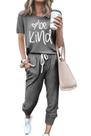 Conjunto Deportivo PRETTYGARDEN para Mujer 2 Piezas Jogger Gris Oscuro XL