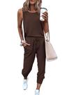 Conjunto Deportivo PRETTYGARDEN Sin Mangas Cuello Redondo Marrón Talla M