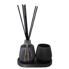 Conjunto Difusor 100ml Cachepot Bandeja Oval Cor Preto Onix