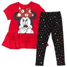 Conjunto Disney Minnie Mouse para Meninas Pequenas com Blusa Peplum 2T Conjunto Disney Minnie Mouse para Meninas Pequenas com Blusa Peplum 2T