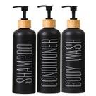 Conjunto dispensador de chuveiro HOMCDALY 480 ml, pacote com 3 unidades, recarregável, preto