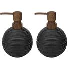 Conjunto dispensador de sabonete Aksipo Sandstone Resin Matte Black, 2 unidades
