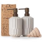 Conjunto dispensador de sabonete FE Fun Elements Ceramic 500ml para banheiro