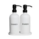 Conjunto dispensador RM Home White Glass para mãos e louça de vidro 480ml