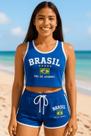 Conjunto Do Brasil Regata Cropped + Short Feminino