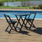 Conjunto Dobrável 70x70 com 2 Cadeiras Dobráveis Preto - Móveis Britz Conjunto Dobrável 70x70 com 2 Cadeiras Dobráveis Preto - Móveis Britz