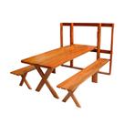Conjunto Dobrável de Parede Para Churrasco 2,5m 2 Bancos Madeira Maciça Eucalipto Conjunto Dobrável de Parede Para Churrasco 2,5m 2 Bancos Madeira Maciça Eucalipto