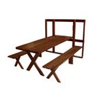 Conjunto Dobrável de Parede Para Churrasco 2m 2 Bancos Madeira Maciça Eucalipto Tabaco Conjunto Dobrável de Parede Para Churrasco 2m 2 Bancos Madeira Maciça Eucalipto Tabaco