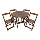 Conjunto Dobrável Mesa de Madeira 90cm Redonda com 4 Cadeiras Imbuia - Tarimatã