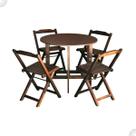Conjunto Dobrável Prático Mesa Redonda Com 4 Cadeiras