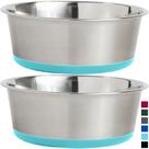 Conjunto Dog Bowls Gorilla Grip de 2, aço inoxidável turquesa de 1,9 L Conjunto Dog Bowls Gorilla Grip de 2, aço inoxidável turquesa de 1,9 L