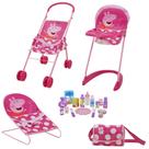 Conjunto Doll Sleep N' Play Peppa Pig 19 peças com carrinho de bebê 3+