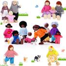 Conjunto Dollhouse Family Skylety Wooden, 20 unidades com 16 bonecos