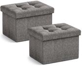Conjunto doméstico Storage Ottoman Ornavo Home de 2 dobráveis 30x40x30cm cinza