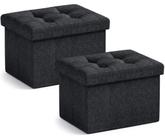 Conjunto doméstico Storage Ottoman Ornavo Home de 2 dobráveis 30x40x30cm pretos