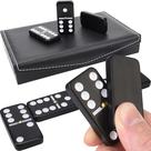 Conjunto Domino Queensell Double Six Standard com estojo de couro PU