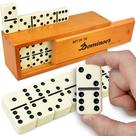 Conjunto Domino Queensell Jumbo Double 6 com estojo de madeira para adultos