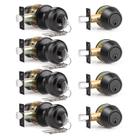 Conjunto Door Knob Deadbolt Brotima, pacote com 4 unidades, preto fosco, com chave semelhante