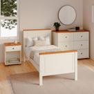 Conjunto Dormitório 1 Cama Solteiro 1 Mesa de Cabeceira 1 Cômoda Ananda CabeCasa MadeiraMadeira Imbuia/Offwhite