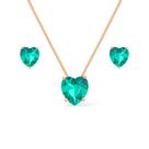 Conjunto Dourado de Coração Verde