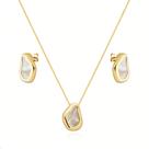 Conjunto Dourado Formato Orgânico Madrepérola Conjunto Dourado Formato Orgânico Madrepérola