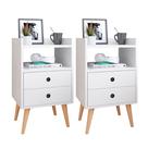 Conjunto Duas Mesas de Cabeceira Compacta Mesinhas Modernas com Gaveta Nicho Suporte Abajur Criado para Quarto Dream - Branco - Lojas RPM