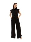 Conjunto Elegante de Top com Botões e babados nos ombros e Calça Pantalona - Con-0054