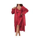 Conjunto Elegante Feminino De 2 Peças: Robe Com Cinto E Vestido Slip Transpassado, Roupa De Dormir