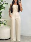 Conjunto Elegante Feminino sem alça Mais Calça Pantalona Alfaiataria Social