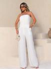 Conjunto Elegante Feminino sem alça Mais Calça Pantalona Alfaiataria Social