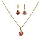 Conjunto Elegante Florzinha Rosa Bebê Strass Folheado Ouro