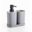 Conjunto Elegante para Banheiro em 3 Peças - Quadrado Cinza Conjunto Elegante para Banheiro em 3 Peças - Quadrado Cinza