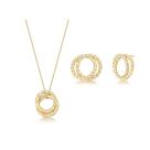Conjunto elos entrelaçados banhado a ouro