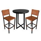 Conjunto em Corda Náutica Bistrô Tulipa 2 Banquetas França Laranja Terracota