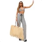 Conjunto em Malha Tricot Listrado Moda Praia Primavera Verão Cor:ListradoTamanho:P