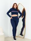 Conjunto em Matelasse Blusa Capuz e Calça Listrada Lateral