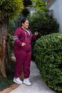Conjunto Em Moletom Plus Size Calça E Blusa De Ziper E Capuz