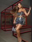 Conjunto em Paete de Cropped e Saia Prata TAM M Conjunto em Paete de Cropped e Saia Prata TAM M