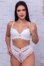 Conjunto em renda meio cal det em renda abertura frontal REF 785 Conjunto em renda meio cal det em renda abertura frontal REF 785