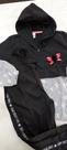 Conjunto em Tactel feminino preto com cinza. Tamanho 08.