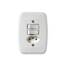 Conjunto Embutir C/Placa Branca - Pezzi 2 Interruptores Simples + 1 Tomada 10A