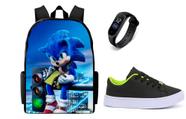 Conjunto Escolar Masculino Lançamento Tenis Casual Mais Mochila E Relogio Led